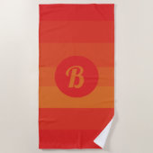 Red Oranje Stripes aangepast monogram gestreepte p Strandlaken (Voorkant)