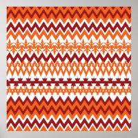 Red Oranje Tribal Pattern Aztec Chevron Zigzags
