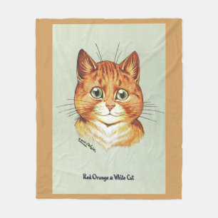 Red Oranje & White Cat, Louis Wain Fleece Deken