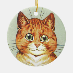 Red Oranje & White Cat, Louis Wain Keramisch Ornament
