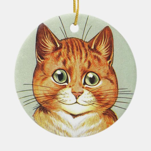 Red Oranje & White Cat, Louis Wain Keramisch Ornament (Voorkant)