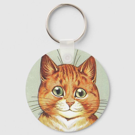 Red Oranje & White Cat, Louis Wain Sleutelhanger (Voorkant)
