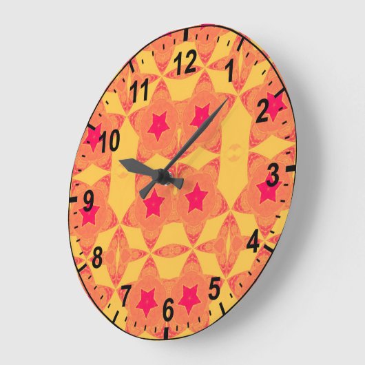 Red Oranje Yellow Pattern~ CLOCK Grote Klok (Hoek)