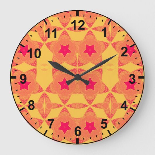 Red Oranje Yellow Pattern~ CLOCK Grote Klok (Voorkant)