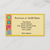 Red Oranje Yellow Quilt Patchwork Block Art Visitekaartje (Achterkant)