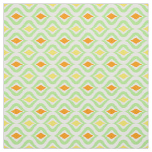 Red Oranje Yellow Retro Chic Ikat Ogee Pattern Stof