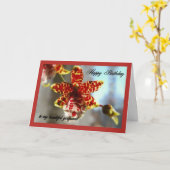 Red Orchid Happy Birthday naar mijn Vriendin Kaart (Gele Bloem)