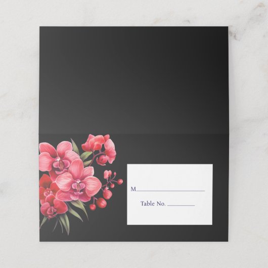 Red Orchid Place Card Guest Table Response Kaart Plaatskaartje (Buitenkant ongevouwen)