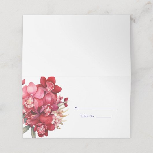 Red Orchid Place Card Guest Table Response Kaart Plaatskaartje (Buitenkant ongevouwen)