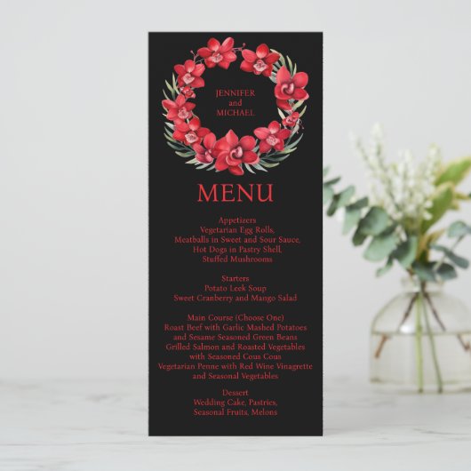 Red Orchids Menu Huwelijksmenu (Staand voorkant)