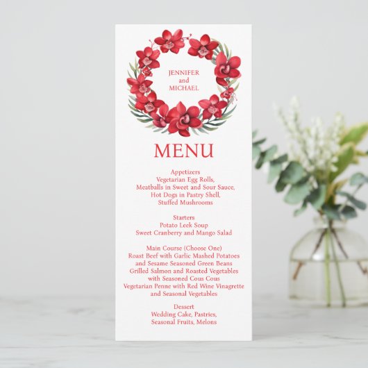 Red Orchids Menu Huwelijksmenu (Staand voorkant)