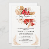 Red Orchids Pampas Grass Lunaria Baby in Bloom Kaart (Voorkant / Achterkant)