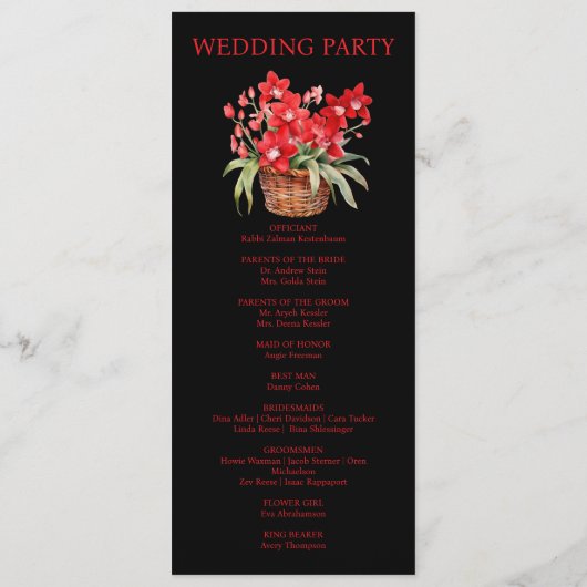 Red Orchids Wedding Ceremony Programma Programmakaart (Achterkant)