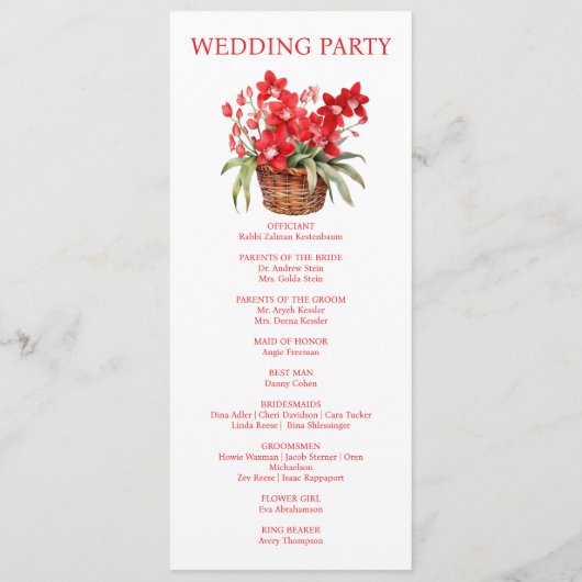 Red Orchids Wedding Ceremony Programma Programmakaart (Achterkant)