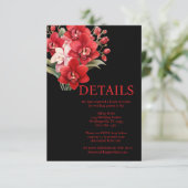 Red Orchids Wedding Details Enclosure Kaart (Staand voorkant)