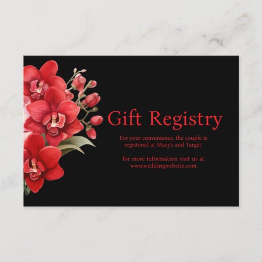 Red Orchids Wedding Registry Enclosure Kaart (Voorkant)