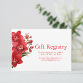 Red Orchids Wedding Registry Enclosure Kaart (Staand voorkant)