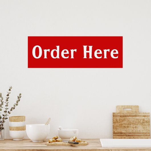 Red Order here Diner Wall Art-Poster afdrukken Poster (Keuken)