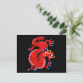 Red Oriental Dragon Briefkaart (Staand voorkant)