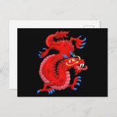 Red Oriental Dragon Briefkaart (Voorkant / Achterkant)