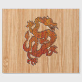 Red Oriental Dragon op Bamboo-stijl Cadeaupapier (Vlak)
