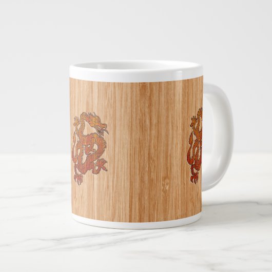 Red Oriental Dragon op Bamboo-stijl Grote Koffiekop (Voorkant rechts)