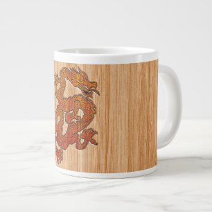 Red Oriental Dragon op Bamboo-stijl Grote Koffiekop