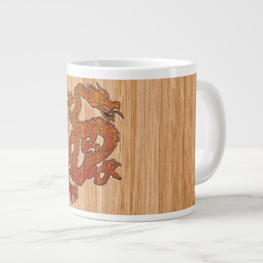 Red Oriental Dragon op Bamboo-stijl Grote Koffiekop (Voorkant rechts)