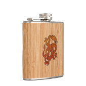 Red Oriental Dragon op Bamboo-stijl Heupfles (Rechts)