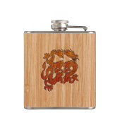 Red Oriental Dragon op Bamboo-stijl Heupfles (Achterkant)
