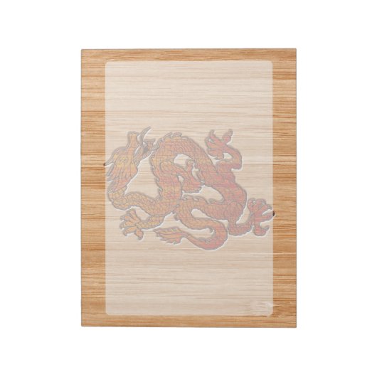 Red Oriental Dragon op Bamboo-stijl Notitieblok (Linkerzijde)
