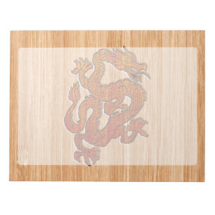 Red Oriental Dragon op Bamboo-stijl Notitieblok