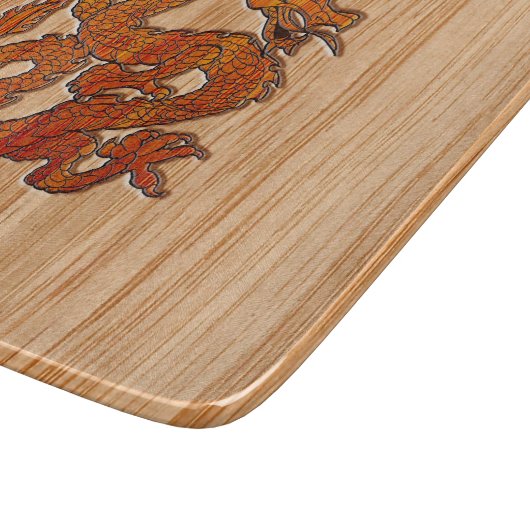 Red Oriental Dragon op Bamboo-stijl Snijplank (Hoek)