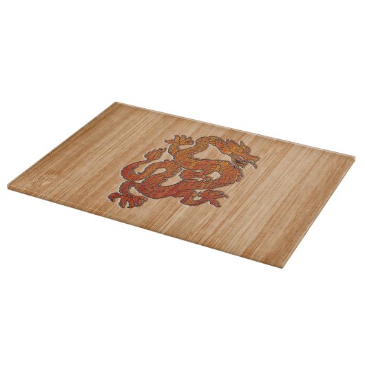 Red Oriental Dragon op Bamboo-stijl Snijplank (Hoek)
