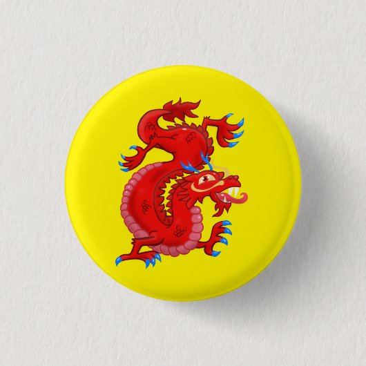 Red Oriental Dragon Ronde Button 3,2 Cm (Voorkant)