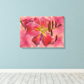 Red Oriental Lily Canvas Afdruk (Insitu (Houten vloer))