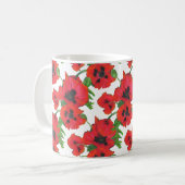 Red Oriental Poppies op White om aan te passen Koffiemok (Voorkant links)