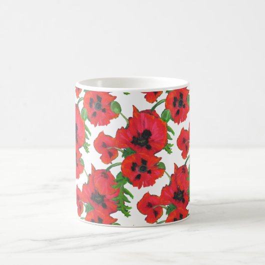 Red Oriental Poppies op White om aan te passen Koffiemok (Center)