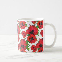 Red Oriental Poppies op White om aan te passen Koffiemok