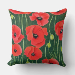 Red Oriental Poppy Floral Kussen