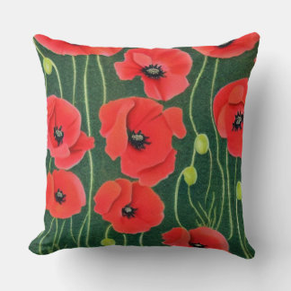 Red Oriental Poppy Floral Kussen