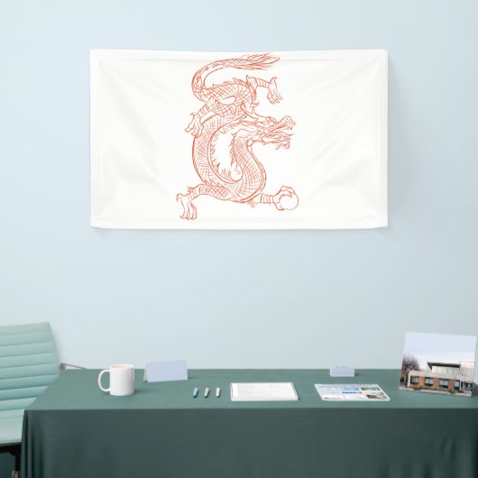 Red Oriental Sketting Dragon Art Spandoek (Beurs)