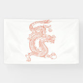 Red Oriental Sketting Dragon Art Spandoek (Horizontaal)
