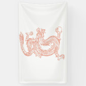 Red Oriental Sketting Dragon Art Spandoek (Verticaal)