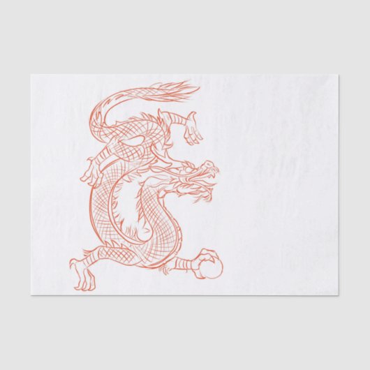 Red Oriental Sketting Dragon Art Tissuepapier (Voorkant)