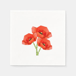 Red Origami Poppies Servetten