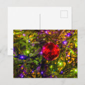 Red Ornament Ball, Blue Lights Briefkaart (Voorkant / Achterkant)