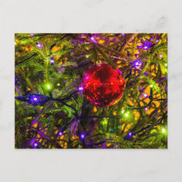 Red Ornament Ball, Blue Lights Briefkaart