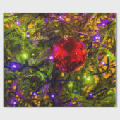 Red Ornament Ball, Blue Lights Cadeaupapier (Vlak)