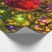 Red Ornament Ball, Blue Lights Cadeaupapier (Hoek)